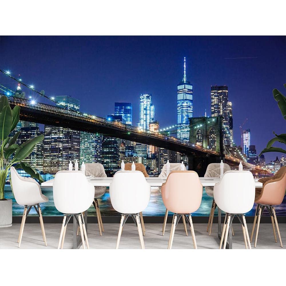 Modern 3d Removable Wallpaper Bridge City Night Wall Murals Wall Stickers For Living Room Bedroom Wall Decor Mural