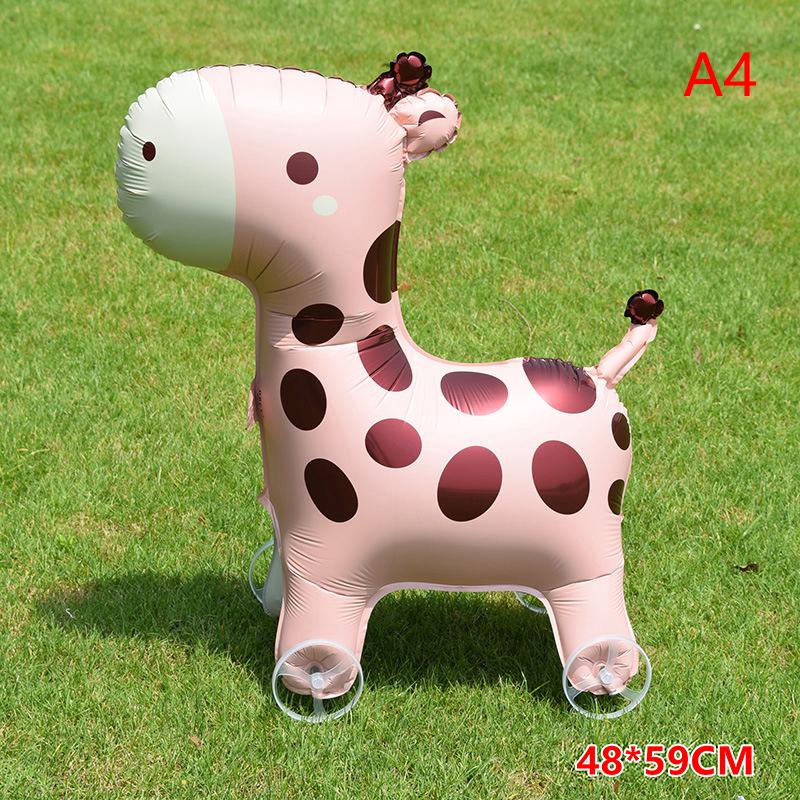 4D Cartoon Elephant Foil Balloon, Stand Walking Balloon with Wheel for Kids Birthday Party Baby Shower Decoration