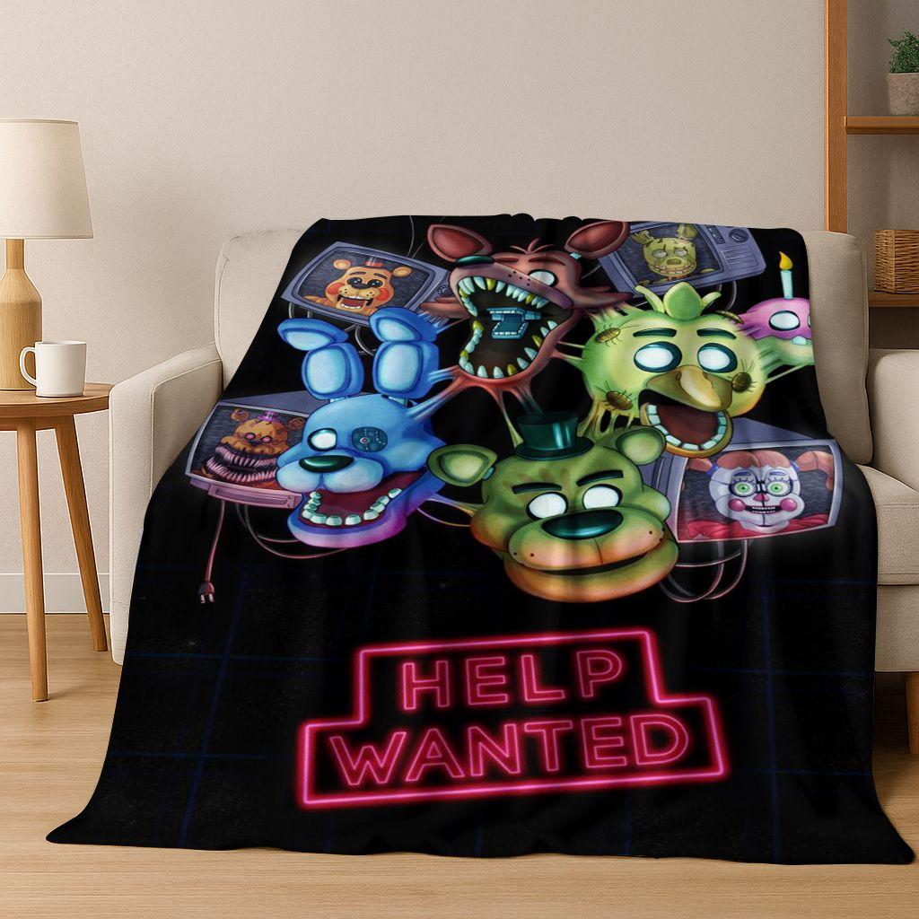 

3D F-FNAF Гра Мультяжна Фланелева Ковдра М яка Тепла Плед для Ліжка Спальні Кімнати Вітальні Подорожей Кемпінгу Пікніка Подарунок 75x90cm