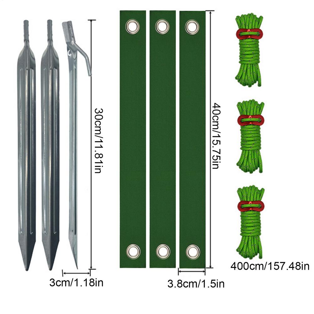 Heavy Duty Tree Stake Kit Metal Tree Stake With 3 Tree Straps And Ropes Tree Support Tools Leaning Trees Protection Stake Kit