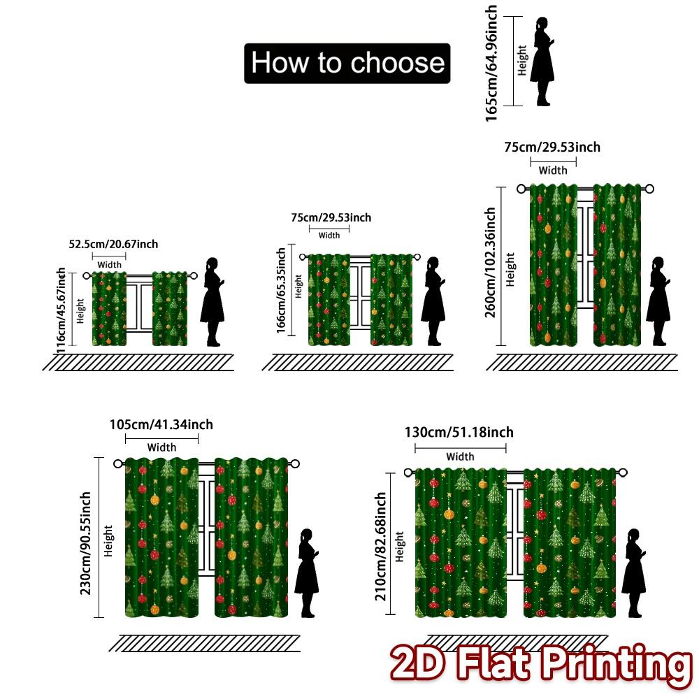 2D-Flachdruck JIT 2-teilige Vorhänge (Ohne Stange) FestlichesPaarWeihnachten (2) Beliebte Moderne Vorhänge Polyester Vorhänge