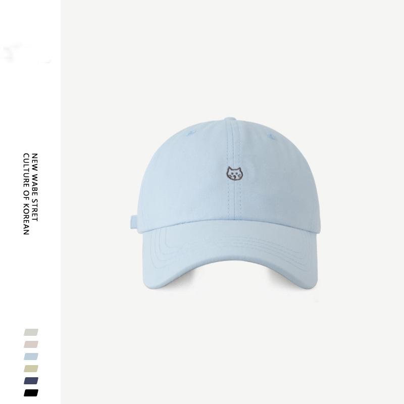 

Cute kitten embroidered baseball cap women s thin wide brim showing face small hat peaked cap summer soft top versatile tide adjustable
