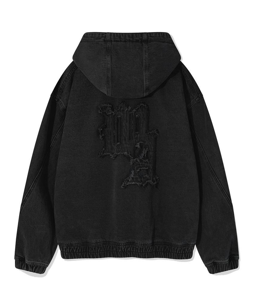Wacky Willy Denim Hooded Zip-Up Jumper Black
