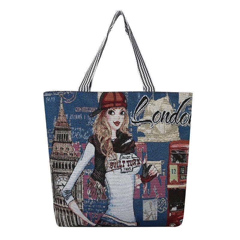 Embroidered Fashion Bag Simple Single-shoulder Bag Hand-held Women's Bag Large-capacity Shopping Bag