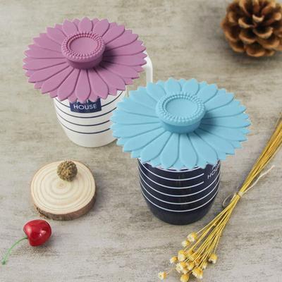 Seamless Sunflower Silicone Cup Lid Sealed Coffee Mug Lids Drinkware Cup Cover  Glass