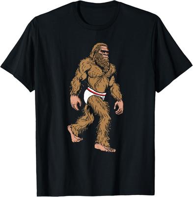 Lustige Bigfoot Unterwäsche Sasquatch in Unterwäsche Retro 80er Albernes Geschenk Unisex T-Shirt