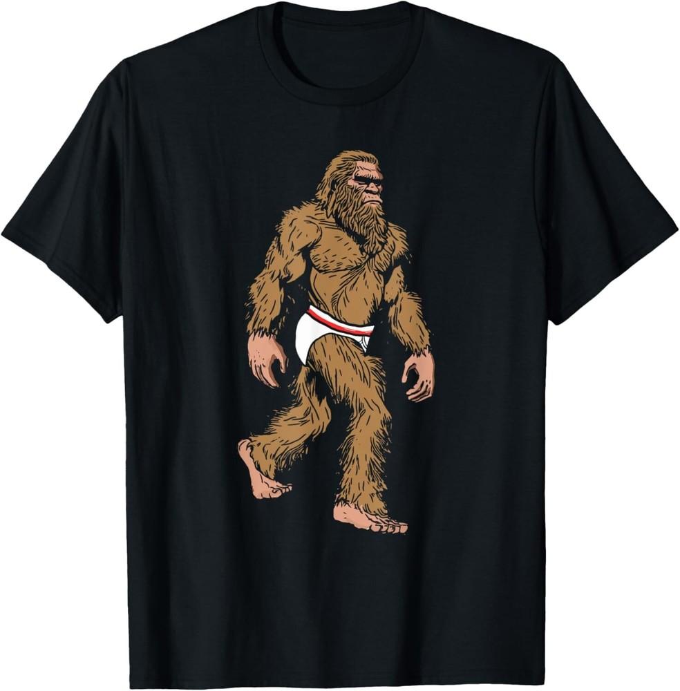 Funny Bigfoot Undies Sasquatch in Underwear Retro 80s Silly Gift Unisex T-Shirt