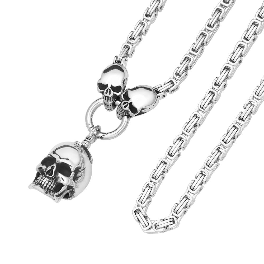 Vintage 316L Rostfritt Stål Skalle Halsband För Män Kvinnor Gotisk Punk Skalle Huvud Hänge Fest Biker Mode Hip Hop Smycken