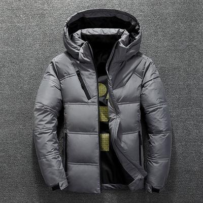 Chaqueta cálida de invierno para hombre, abrigo informal de otoño con cuello levantado, sombrero grueso acolchado, Parka de pato blanco, chaqueta de invierno con capucha para hombre