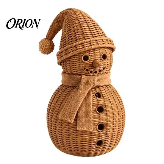 Seasonal Home Accents Christmas Snowman Ornament for Tabletop Decor, Retro Resin Figurine Decorative Figurines Fireplaces with Knitted Texture Winter