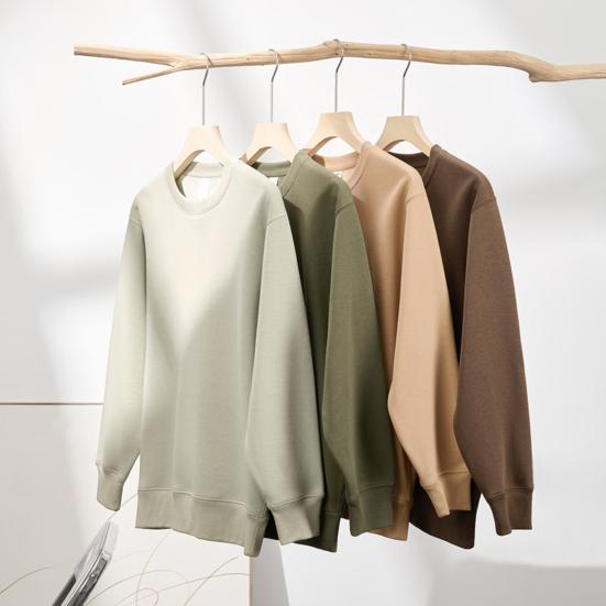 Women's Fleece Lined Sweatshirt Loose Fit Crewneck Pullover Top Long Sleeve Casual Fall Warm Clothes