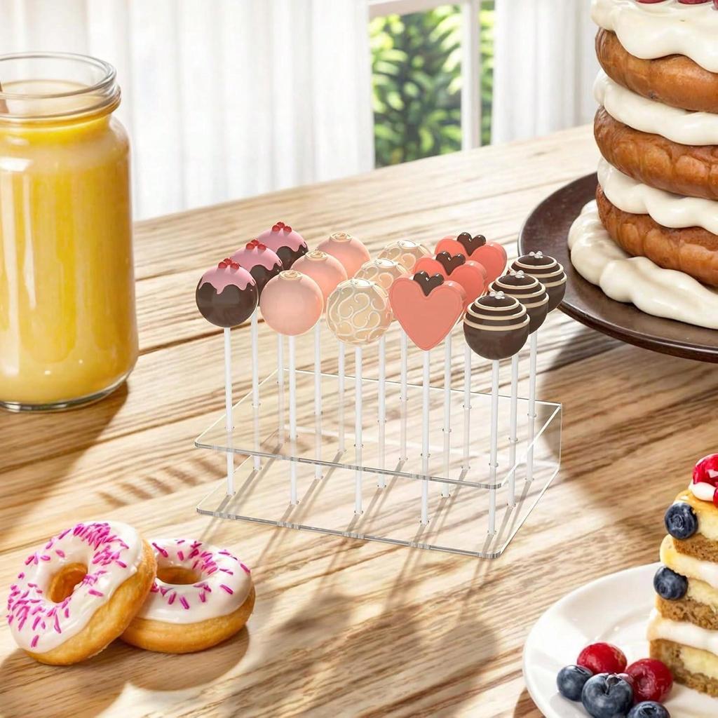 15/21 Hole Clear Acrylic Lollipop Holder Lollipop Sticks Candy Pop Display Stand Cakepopsical Stand Halloween Candy Decorative