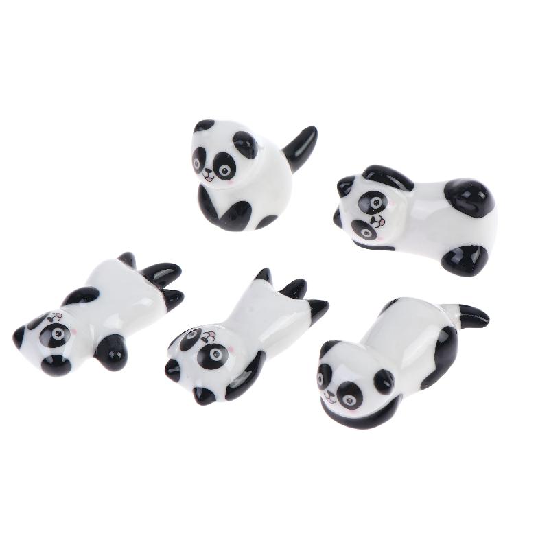 Mini Panda Ceramic Chopstick Rest Cute Cartoon Tableware Spoon Holder Pen Rack For Home Restaurant Kitchen Dining Table Decor