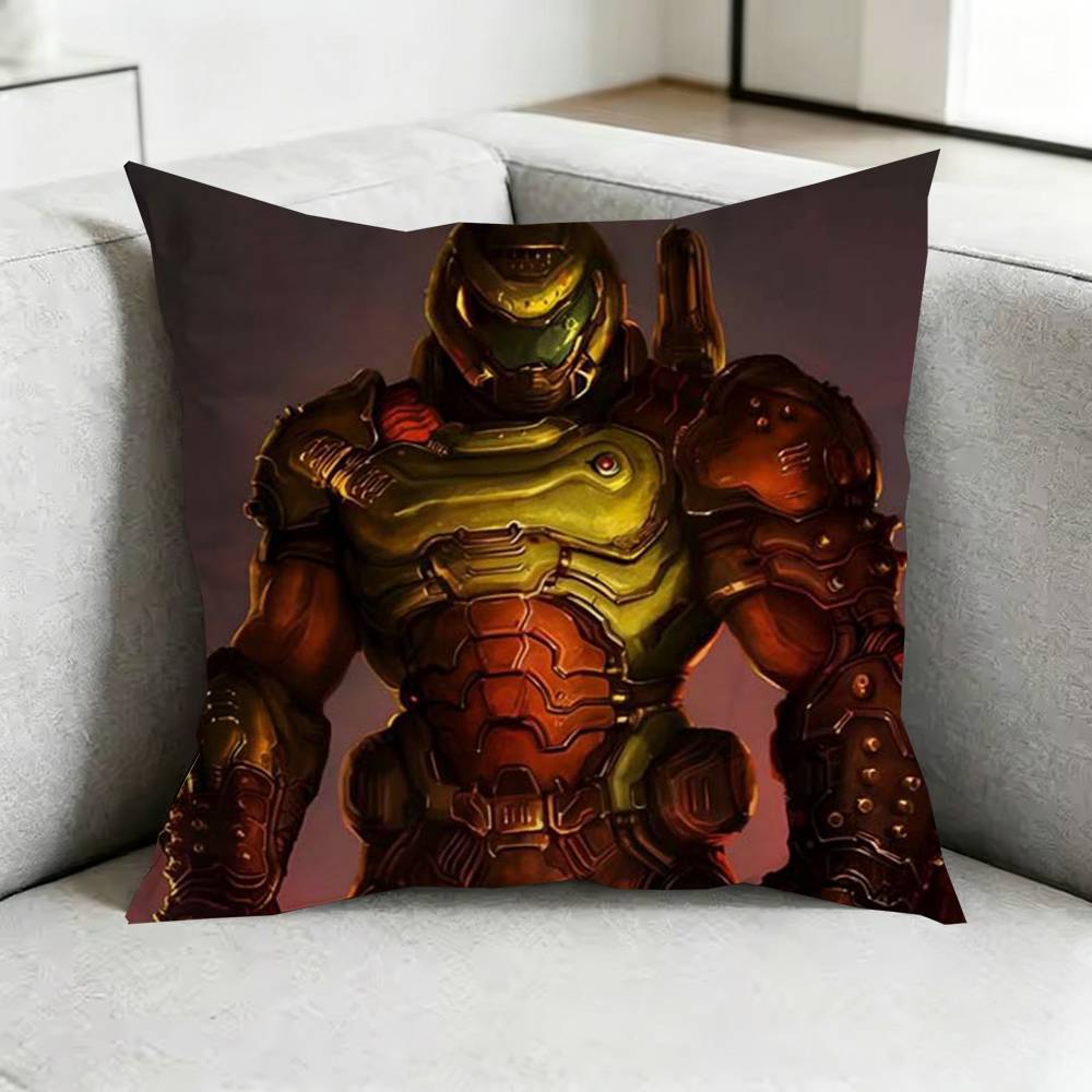 Game DDoomM Slayer  Square DoubleSided printed Pillow Case Bedroom Bedside Pillow Sofa Cushion Cover Gift