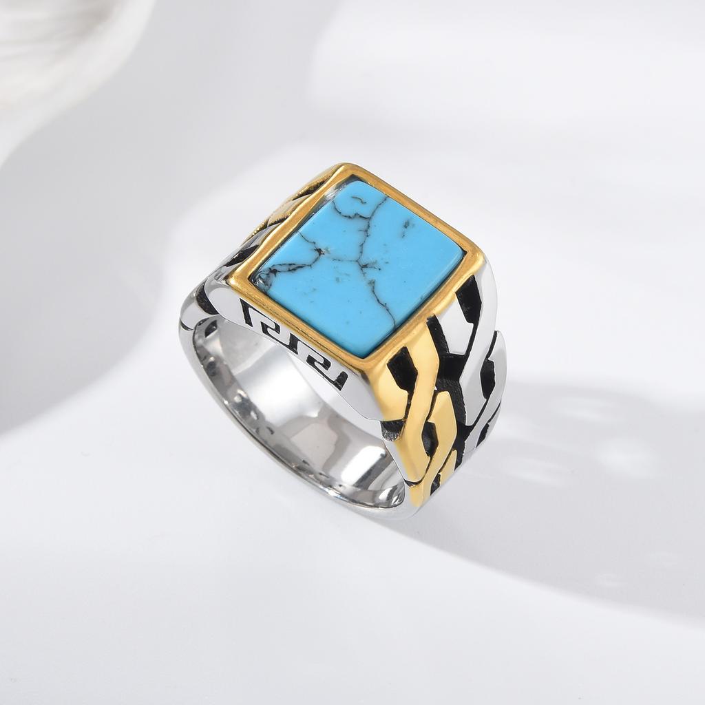 A3506 Gold plating Men's High Quality 316LStainless Steel Onyx Watchband Rings Classic Trend Jewelry Product