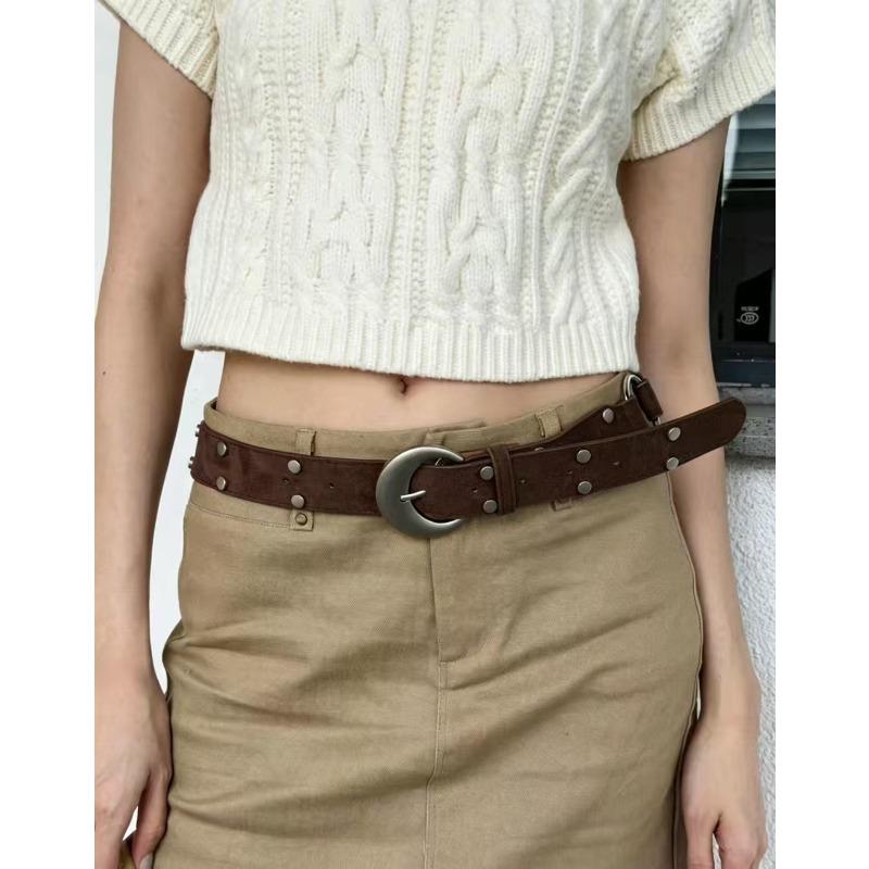 Vintage Suede Waist Belt for Women Niche Design Accessories Paired with Jeans High End Feel