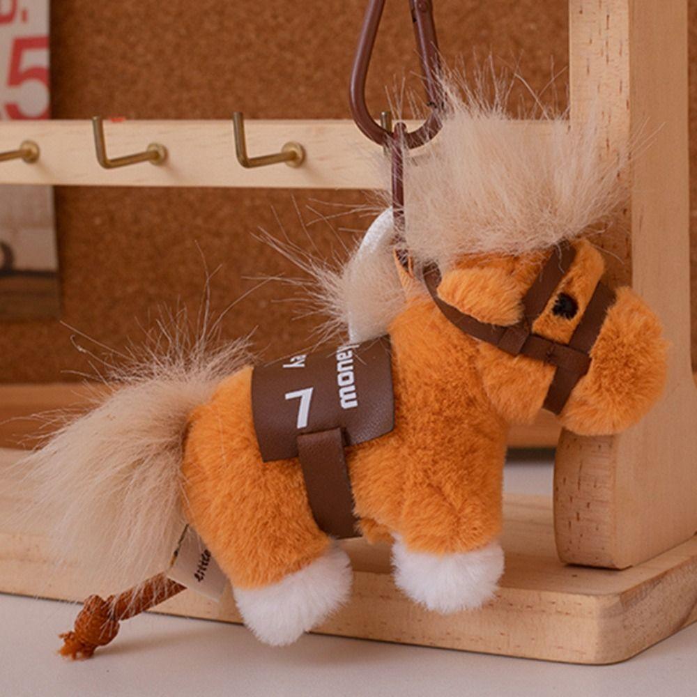 Mascot Dolls Stuffed Animal Keyring Fluffy Cartoon Steed Doll Plush Horse Keychain Birthday Gift
