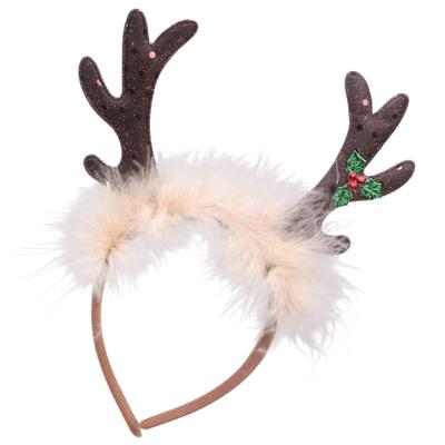 Festival Plush Reindeer Antlers Headbands Adjustable Comfortable Hairpiece For Christmas Costume Party Family Gathering Event