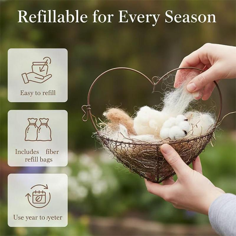 Hand-Made Fiber Bird Nest Heart Bird Nest Outdoor Courtyard Art Gardening Supply Material Scaffold Bee Nest Outdoor Garden Decor