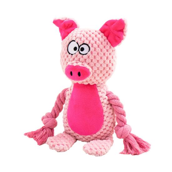 Plyšová pískací hračka pro psy, plyšové zvířátko, měkká plyšová zvířátka s lanovými nohami, hračka na prořezávání zubů pro štěňata, pro agresivní hlodavce