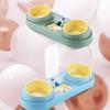 2-in-1 Pet Bowl with Drinking Raised Stand Cat Double Bowls Durable Dog Food Bowl