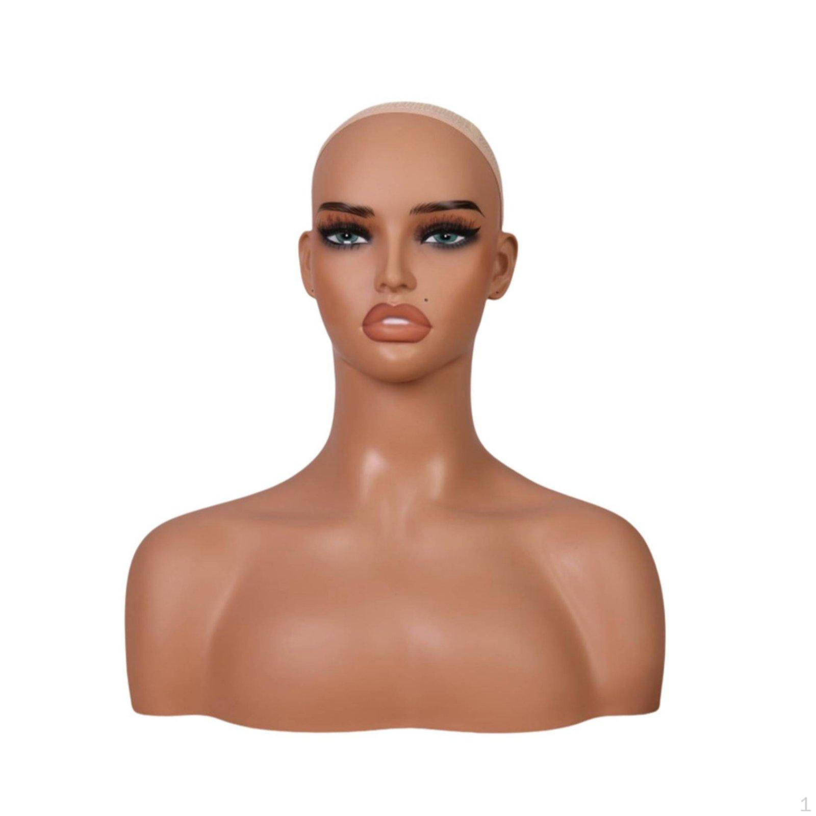 Hairpiece Display Head Photo Prop Female Mannequin Bust Realistic Face Base for Salon