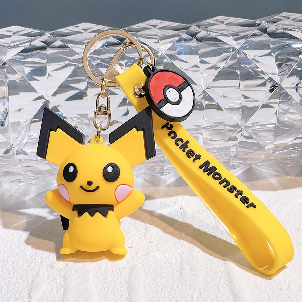 Adorable Pikachu Silicone Keychain Cute Creative Character Hanging Accessory
