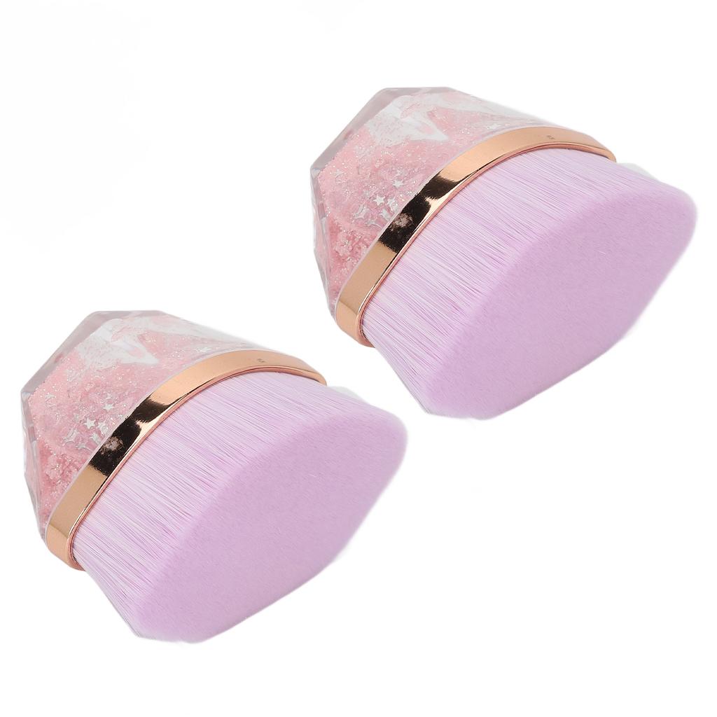 2 Pcs  Makeup Brush Purple Flat Top Rhombus Makeup Brush with Storage Box