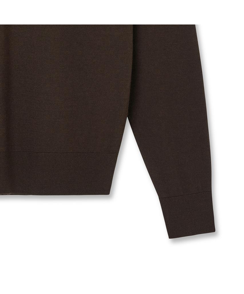 IOLO Silk Blended V-Neck Sweater_Dark Brown