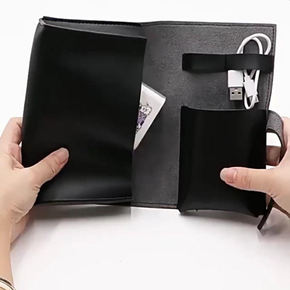 PU Leather Cable Organizer Pouch Durable Data Cable Storage Bag Electronic Gadget Bag  Office Use