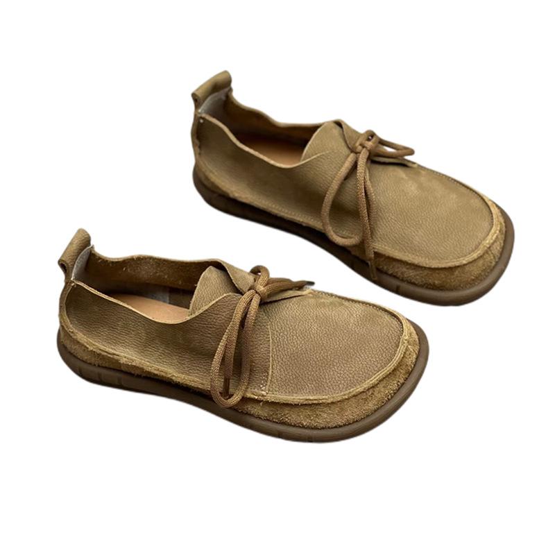 

Женские мягкие кожаные туфли на мягкой подошве с круглым носком и шнуровкой, повседневные универсальные повседневные туфли 39 хаки