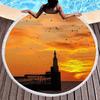 Lighthouse Print Round Beach Towel Sand Free Quick Dry Circle Bath Towel Absorbent Meditation Rug Yoga Mat Throw Fringe Tapestry