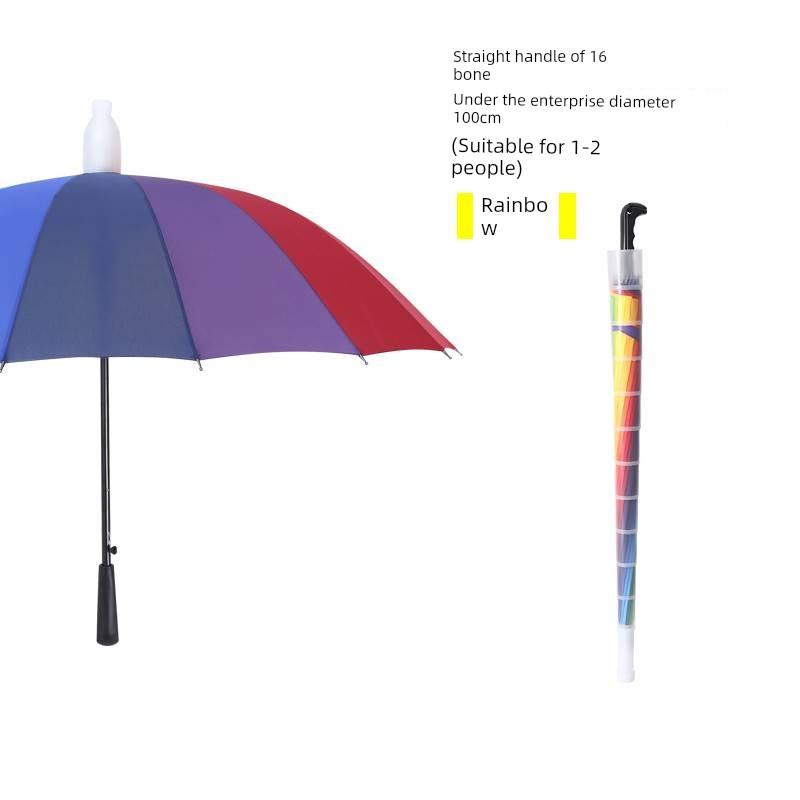 Waterproof Umbrella for Men and Women, Double Automatic Large Car-Mounted 16-Rib Long Handle Umbrella, Oversized Black Umbrella for Men and Women