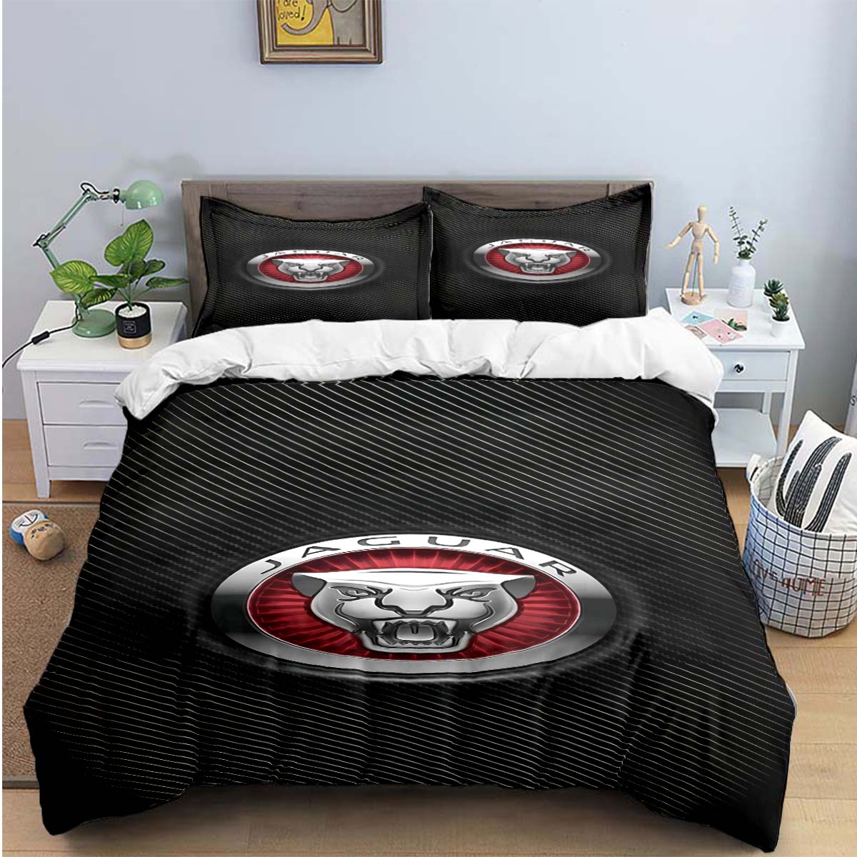 

Exquisite J-Jaguar Bedding Set Single Twin Full King Size Car Fans Bed Linen Adults Teens Bedroom Birthday Gift US King(264*228cm)3pcs