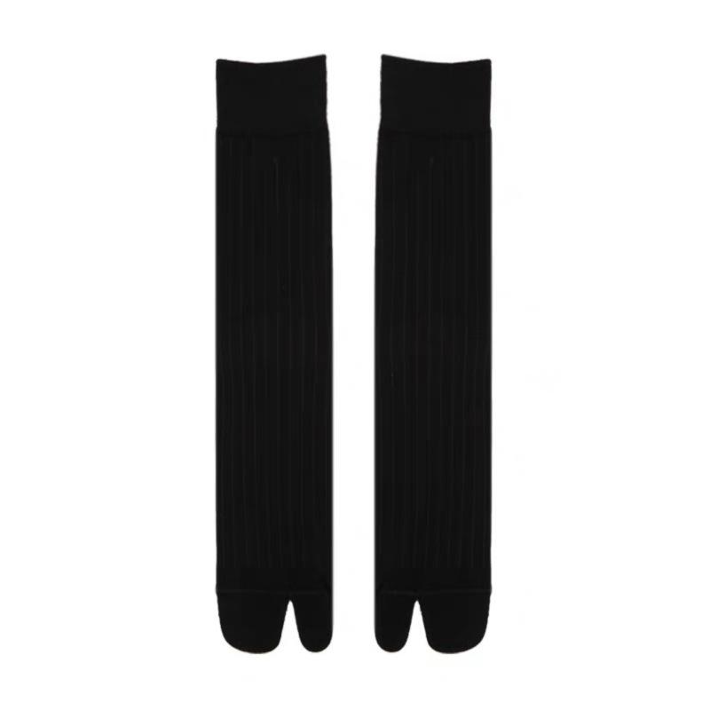 

Wide Vertical Striped Solid Color Tabi Socks Minimalist Basic Two-Toe Socks Mid-Leg Socks With Stacked Socks One size fits all чорний