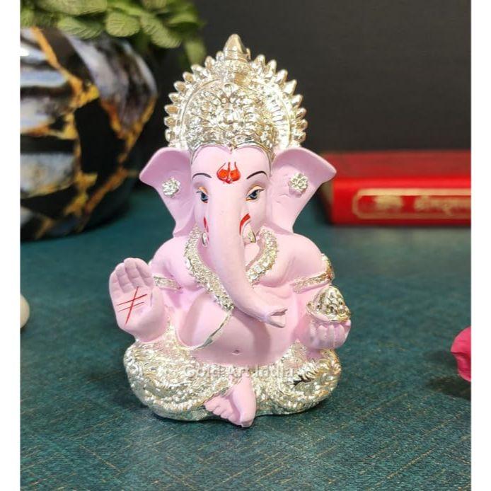 Gold and Silver Plated Ganesh Idol for Car Dashboard Ganesha Murti Ganpati Idol for Home Decor Puja Lord Ganesh Statue Gift