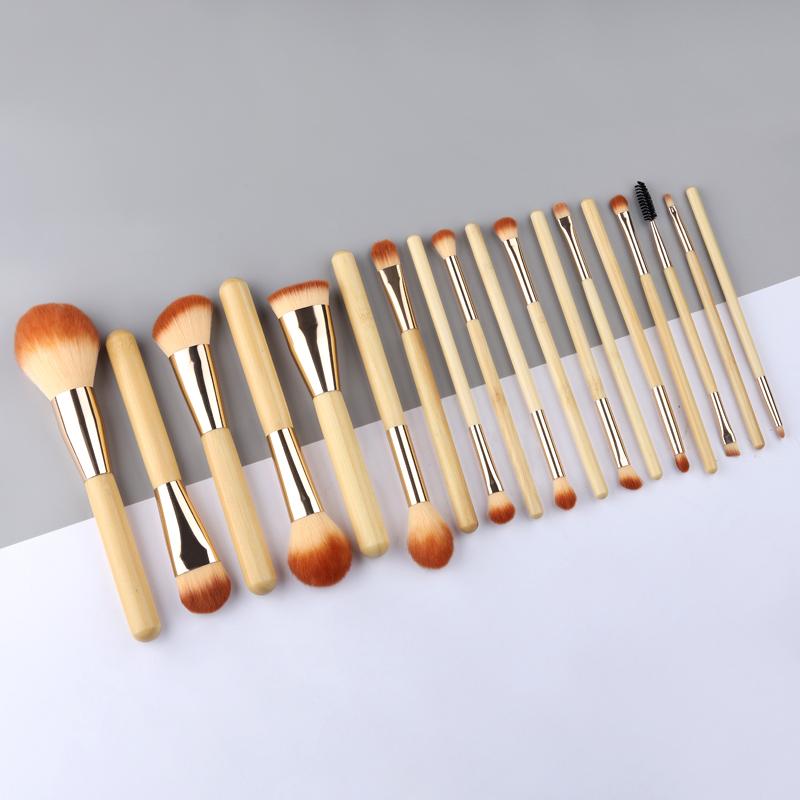 18 PCS Makeup Brushes Sets Bamboo Cosmetic Eyeshadow Foundation Powder Blush Eye Make Up Brush Blending Beauty Tools Kits