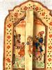 Handmade Carved Wooden Inlay Window: Painted Indian King Decor