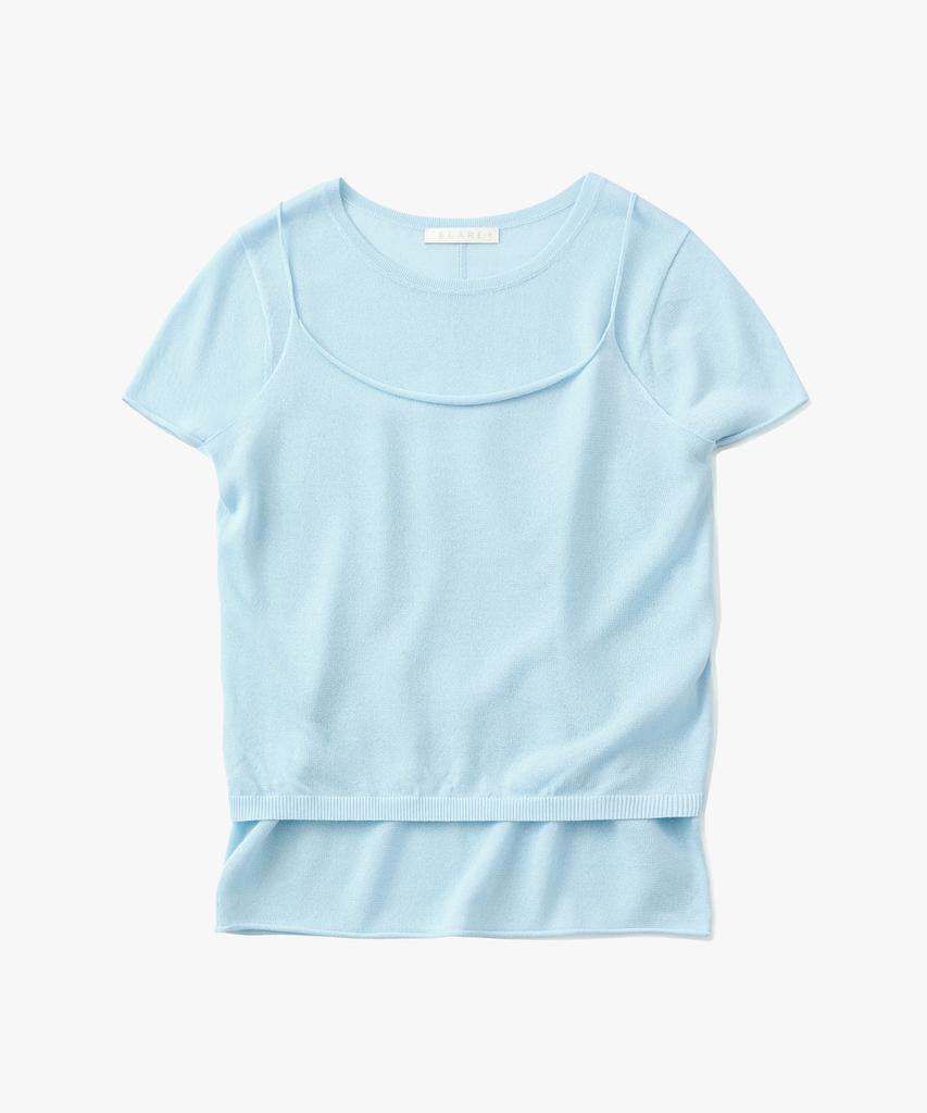SUARE WOMEN Veil Linen Layered Knit (Set) Light Blue