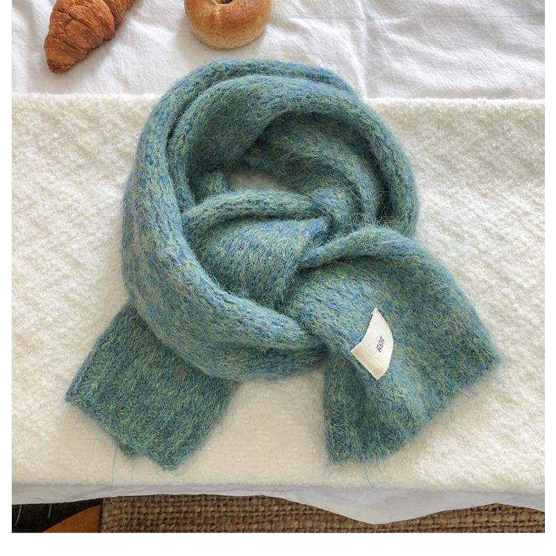 Wind Containing Wool Purple Scarf Girls Autumn and Winter White Wool Warm Thickened Student Scarf