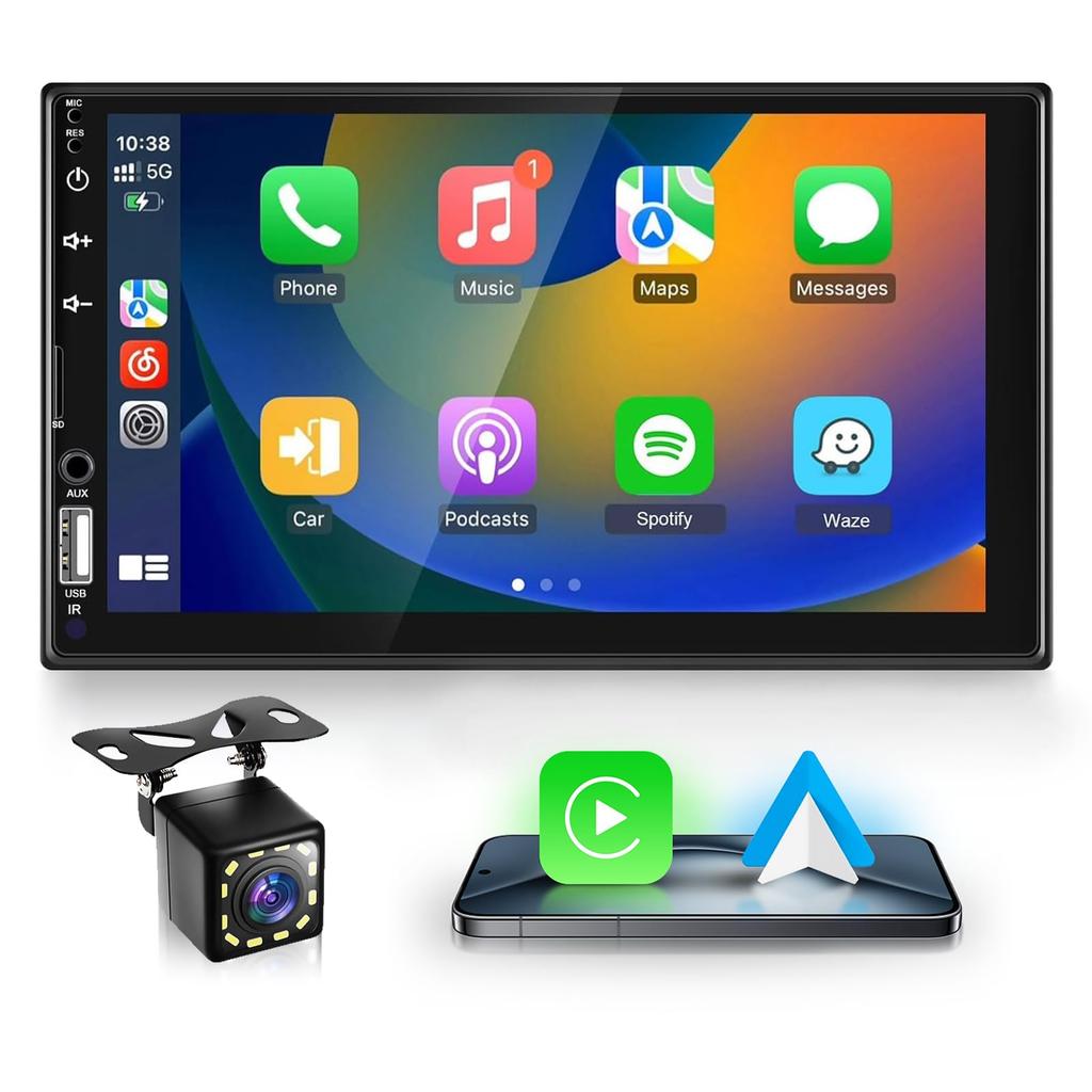Car Audio 2 Din Car Stereo CarPlay & Android Auto, Hodozzy Chiker Stereo Bluetooth
