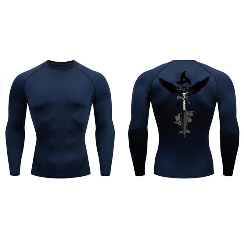 

Sword Print Long Sleeve Compression Shirt for Men Athletic Quick Dry Tshirts Tops Gym Workout Running Baselayers Undershirts S