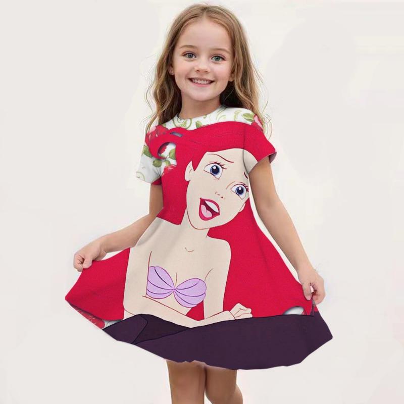 

[Cartoon Unicorn Dress] Girls Cartoon Unicorn Dress | 3D Short-Sleeved Summer Holiday Casual Personalized Stitching Top Clothing Skirt 110