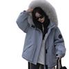 Blue big fur collar tooling Parker down cotton clothes women's winter new small man fleece thickened coat