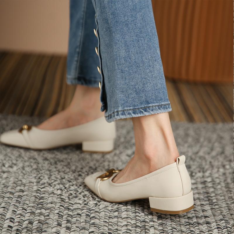 Leather Flat for Huizhou Women's Shoes Su Yinyin Same Single Shoes Spring New Square Head Mary Jane Shoes High Heels