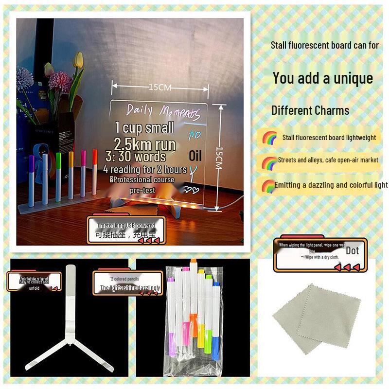 Kids' DIY Luminous Acrylic Message Board: Light-Up Drawing & Writing Display