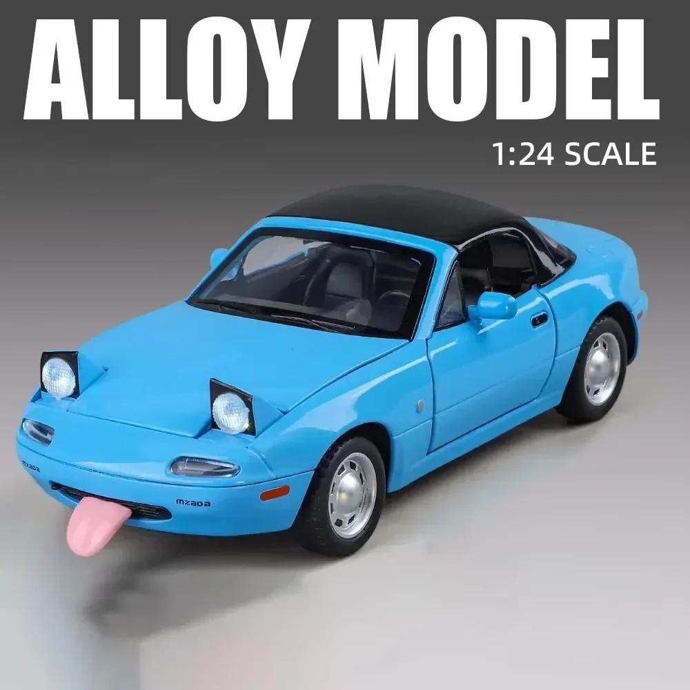 

1:24 іграшкові машинки MX-5, металеві литі моделі зі світлом і звуком, мініатюрний транспортний засіб, модель машинки з керованими колесами для дітей та дорослих, подарунки синій