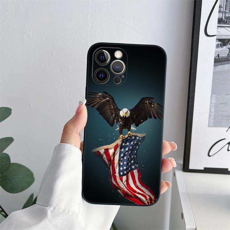 American USA Flag Eagle Phone Case for iPhone 11 15 Pro Max Case Coque 14 Plus 13 Pro 12 11 X XS XR 6 7 8 SE 2020 TPU Soft Cover