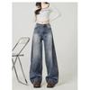 Women's High Waist Wide Leg Baggy Jeans Loose Fit Vintage Washed Patchwork Non Stretch Casual Long Denim Trousers