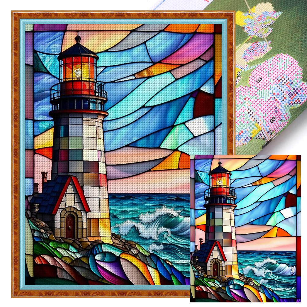

Full Embroidery cotton Thread 11CT Printed Light Tower Cross Stitch 50x65cm China Mainland